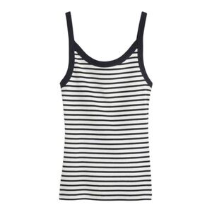 H&M Border Ribbed Sleeveless Tank Top Navy White Stripes
